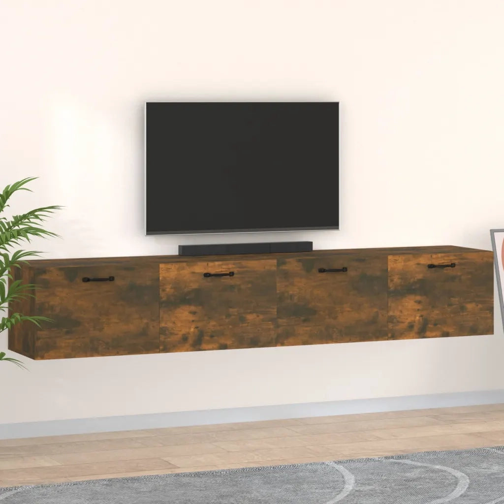 Armadietto a Muro | Mobili Parete 2 pz Rovere Fumo 100x36,5x35 cm Legno Multistrato