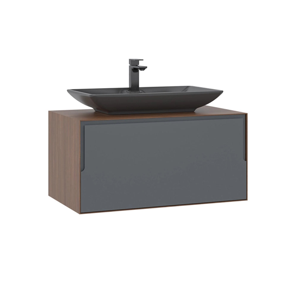 Mobile lavabo "Craft 80" - 80 x 50 x 40 cm - Noce / Antracite