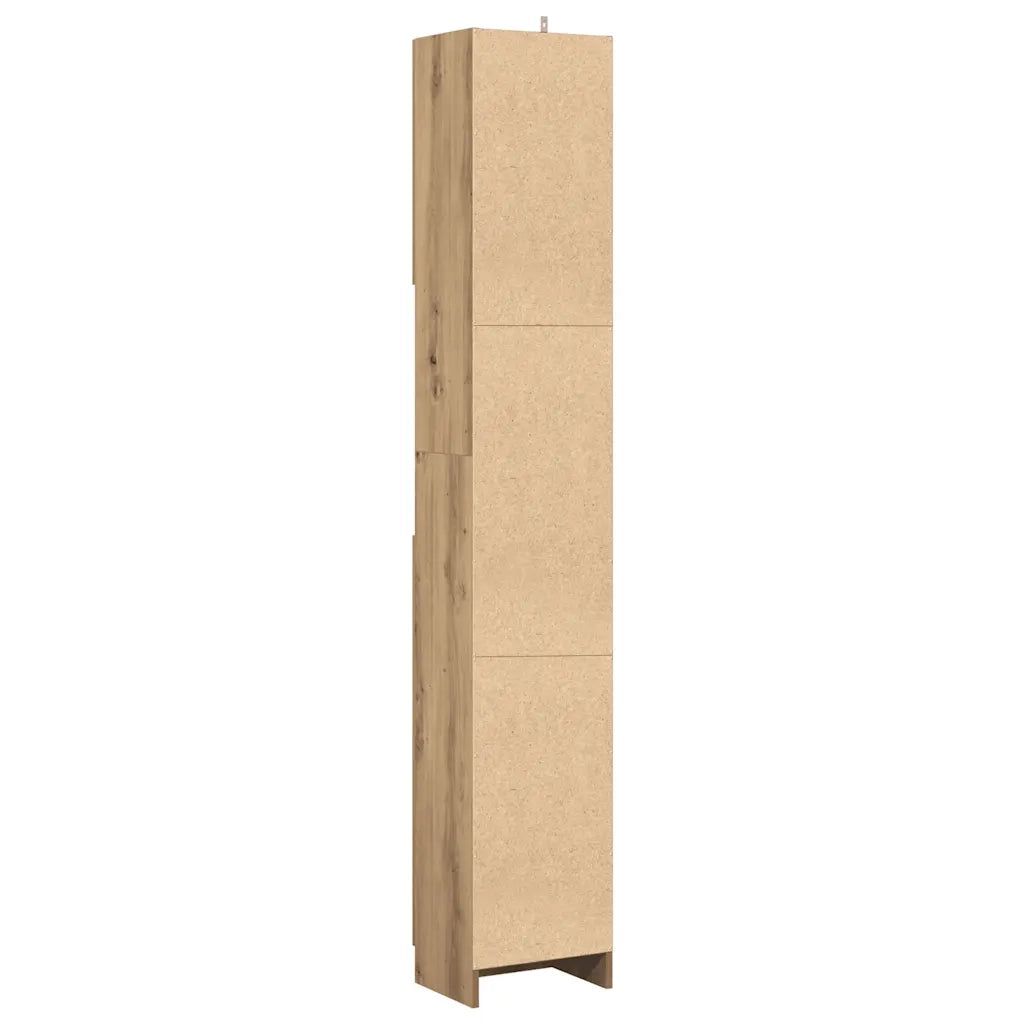 Mobiletto da Bagno | Armadio da bagno artigianale in rovere 32x25,5x190 cm in legno ingegnerizzato