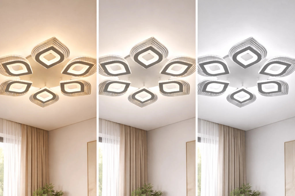 Plafoniera LED Moderna 55W 4400lm CCT Switch 3000K 4000K 6500K Soffitto 6 Elementi Acrilico 625x625mm Interno IP20 Fascio 300°