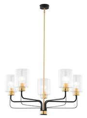 Lampadario moderno oro/nero vetro 5xE27 Jupiter Ceres