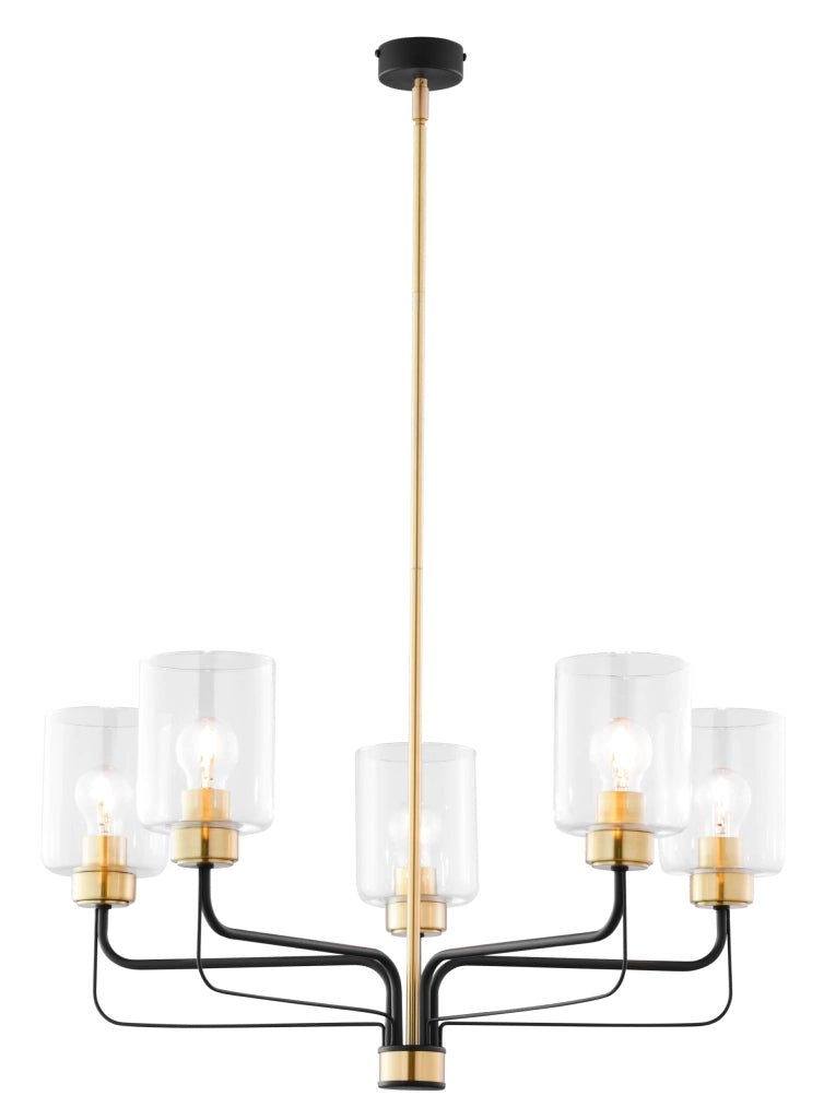 Lampadario moderno oro/nero vetro 5xE27 Jupiter Ceres