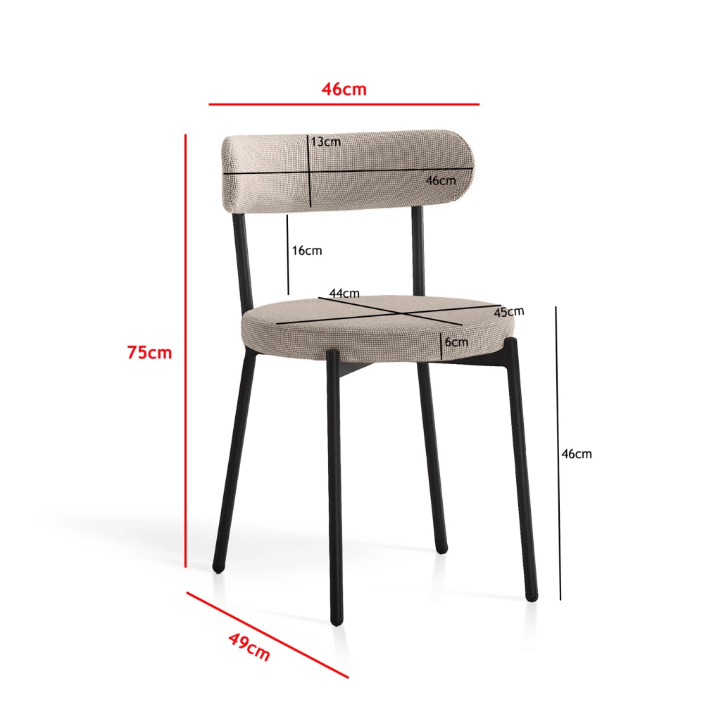 Set 2 sedie da pranzo Hispanohogar ferro e tessuto beige 75×46×49 cm
