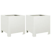 2 pz Fioriere | Cassetta per fiori | Vaso da Giardino Bianche 30x30x30 cm in Acciaio