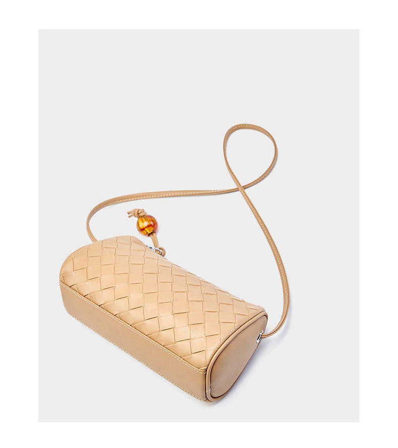 Borsa a cuscino da donna in vera pelle color bronzo