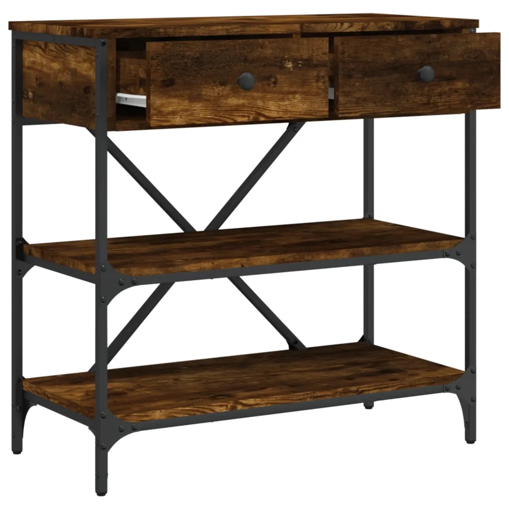 Tavolino Consolle | Tavolo d'Ingresso Rovere Fumo 75x34,5x75cm Legno Multistrato