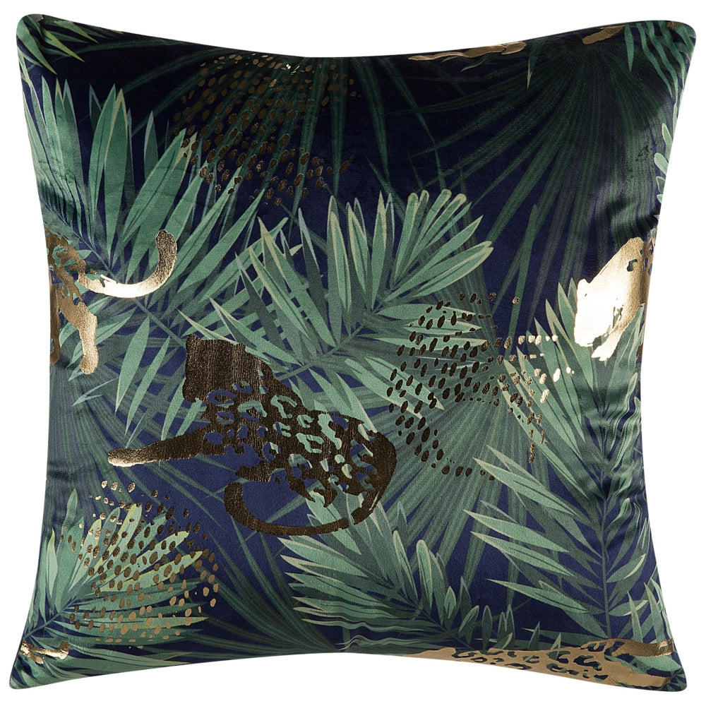 Set di 2 cuscini decorativi Velluto verde Foglia di palma Motivo floreale 45 x 45 cm Lamina di animali Stampa Modern Retro Decor Accessori