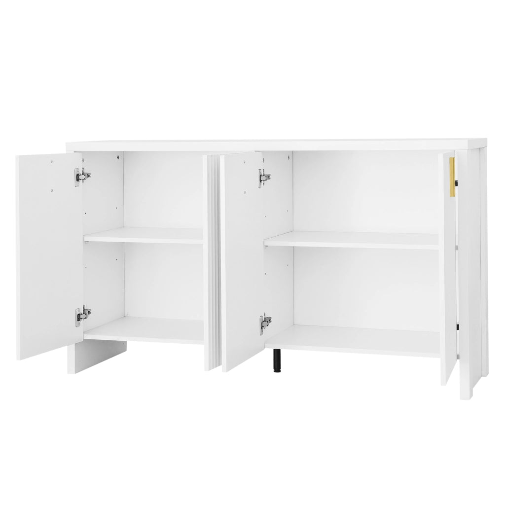 OKWISH Credenza con 4 Ante e Ripiani Regolabili, per Soggiorno o Sala da Pranzo, Pannelli di Particelle, Bianco 140 × 38 × 80 cm