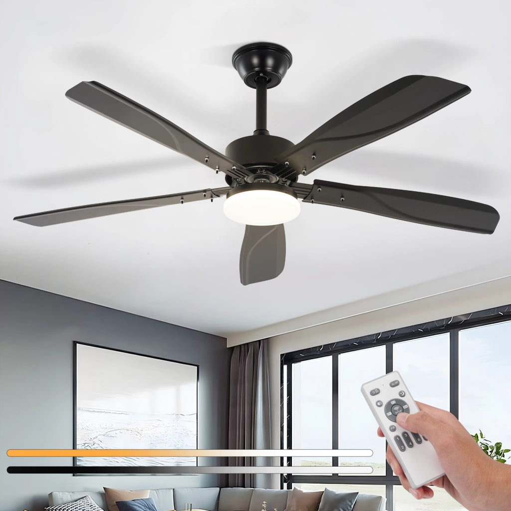 ZMH Ventilatore da soffitto nero con illuminazione silenziosa LED dimmerabile 23W