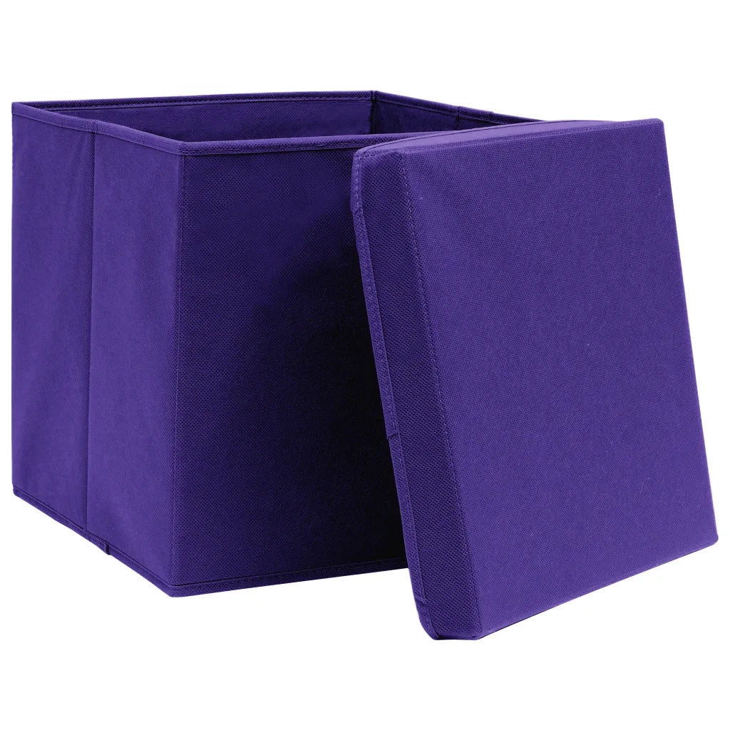 Scatole Portaoggetti con Coperchi 4pz Viola 32x32x32cm Tessutocod mxl 95398