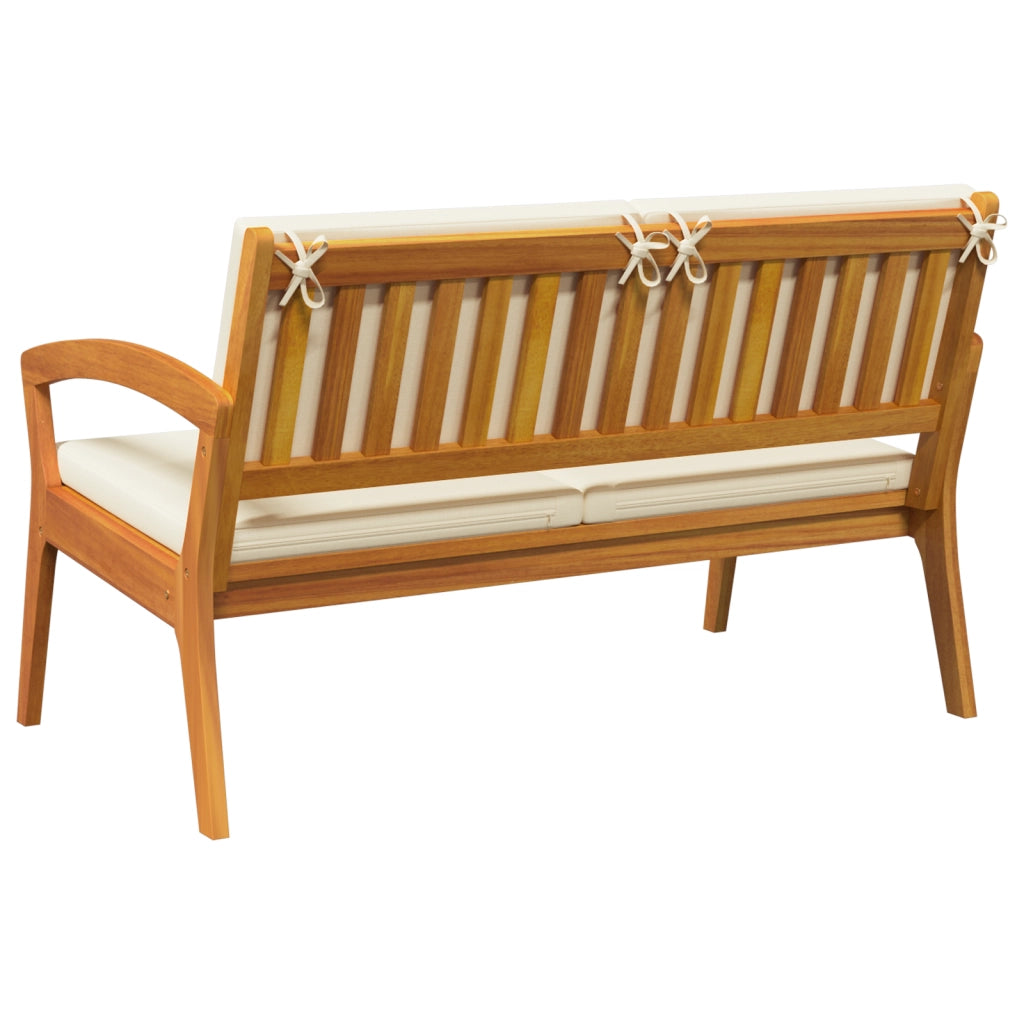 Panchina da giardino con cuscini 115x70x72 cm in legno massello di acacia