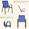 Set di 2/4 Sedie da Giardino, Poltrone in Tessuto Textilene per Esterno, Sedie Impilabili con Gambe in Metallo, Portata 150 kg, 56 x 70 x 84 cm (Blu,4)