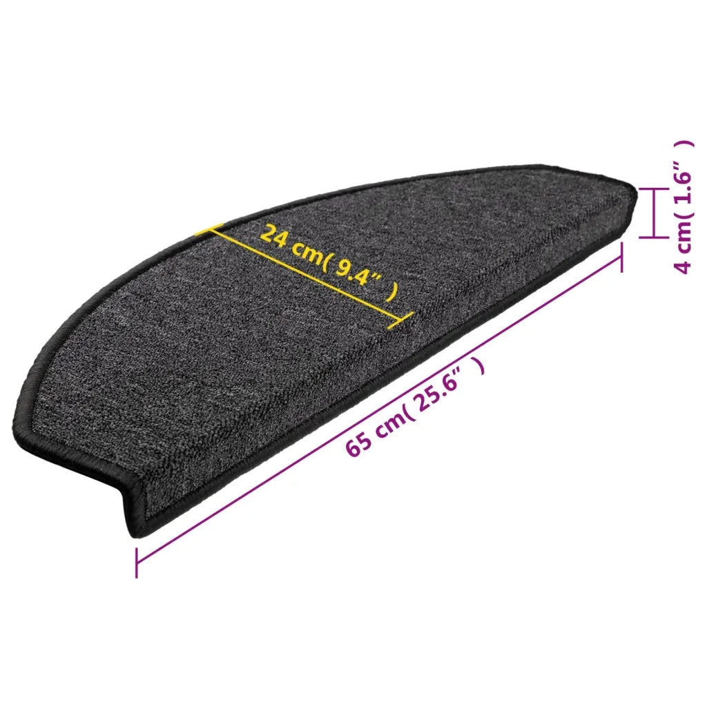 Tappetini per scale 10 pz | Gradini per Scale 65x24x4 cm Antracite Semicircolari Grandi