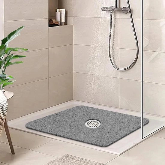 Scopa quadrata in Loofah 60 x 60 cm con superficie antiscivolo in PVC morbido lavabile grigio