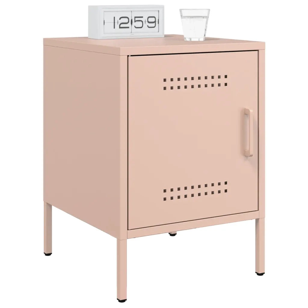 Set di 2 Comodini | Armadio da Notte | Mobiletto da notte Rosa 36x39x50,5 cm in Acciaio