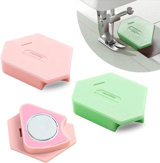 Guida Magnetica per Macchina da Cucire - 2 pezzi - Guida Magnetica con Scala Integrata - Per Misurazioni Precise - Guida Duratura e Facile da Installare per Macchina da Cucire - Accessori per Macchina da Cucire - 6,7x4x1cm - Verde + Rosa