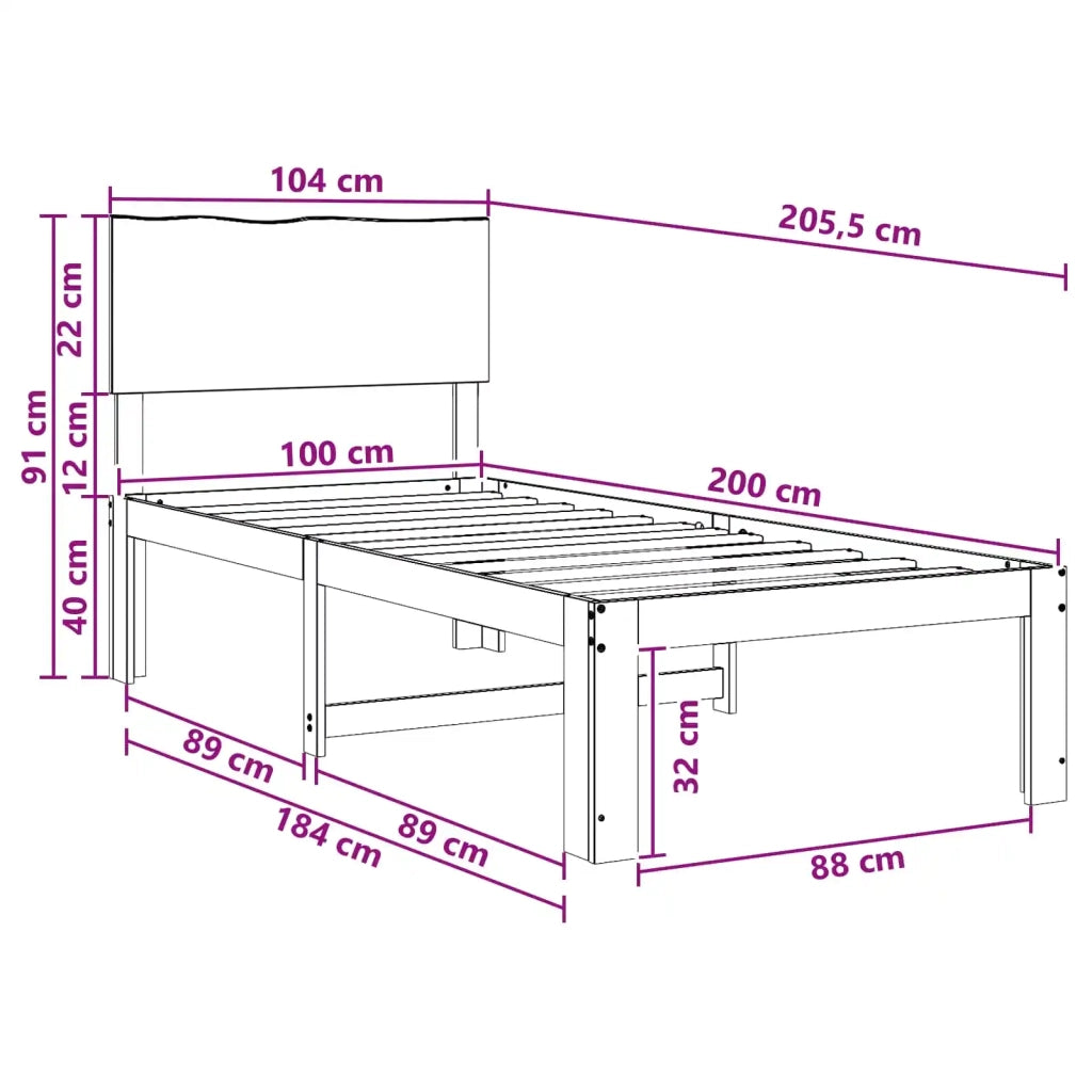 Letto Singolo con Testiera ROSTOCK Marrone Scuro 100 x 200 cm 903416