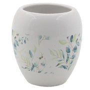 Trade Shop - Bicchiere Portaspazzolino Spazzolini Decorato Fiori Foglie Accessori Bagno 87050 -