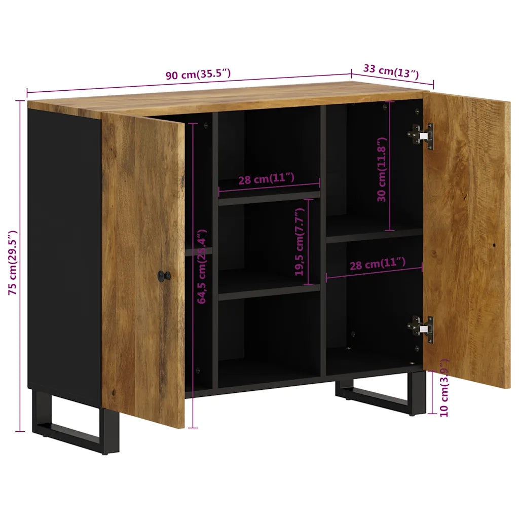 vidaXL Credenza con 2 Ante 90x33x75 cm in Legno Massello di Mango