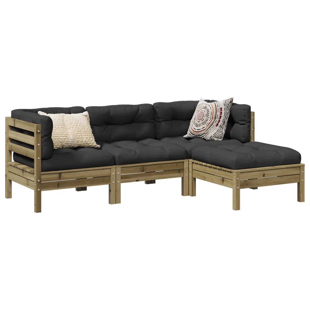 Set Divani da Giardino 4pz con Cuscini Legno Impregnato di Pino 3299383