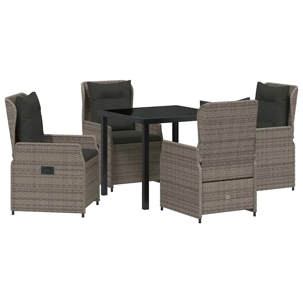 Set da Pranzo per Giardino 5 pcs Grigio polyrattan 3380954
