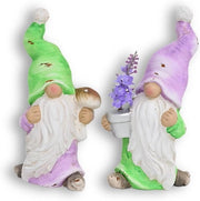 Set di 2 figure di gnomi 19 cm - decorazione ceramica per esterno - decorazione primaverile - gnomi di Pasqua e autunnali con cappello a punta