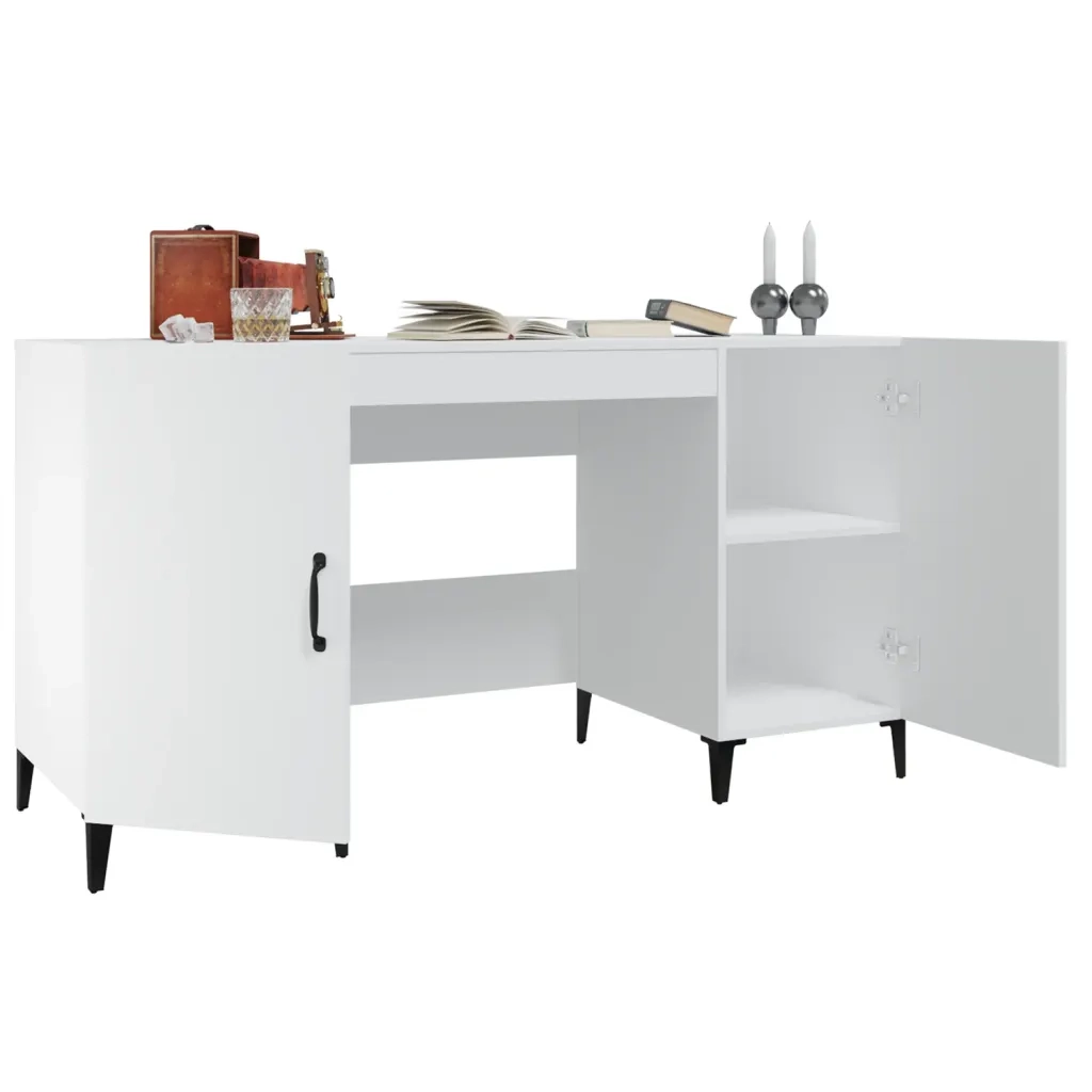 Scrivania Bianca 140x50x75 cm in Legno Multistrato 812771