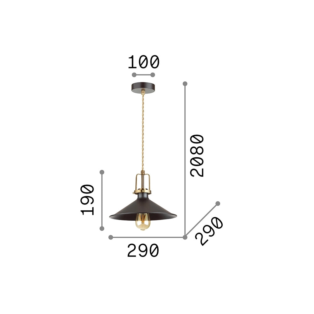 Sospensione Industrial-Minimal Eris-3 Metallo Nero 1 Luce E27