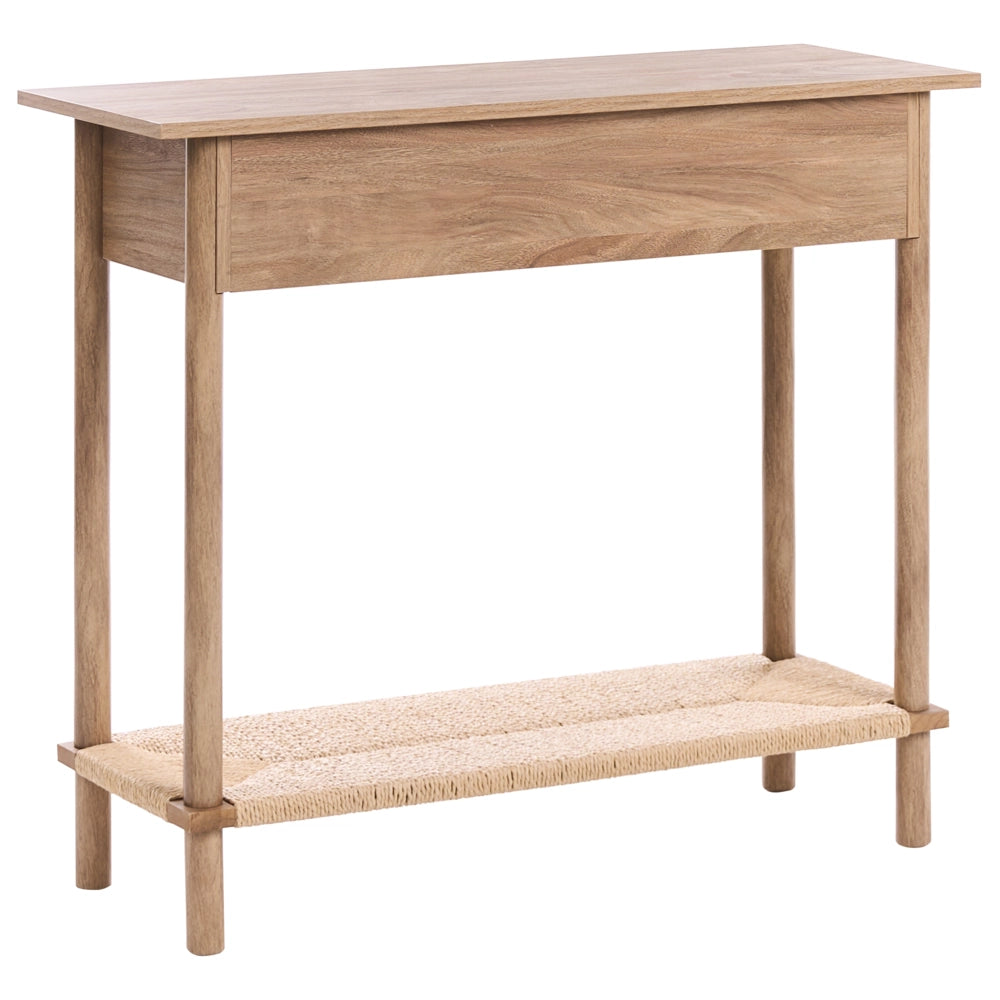 Consolle con 2 cassetti in truciolato con frontali in corda di carta Stile boho Marrone chiaro