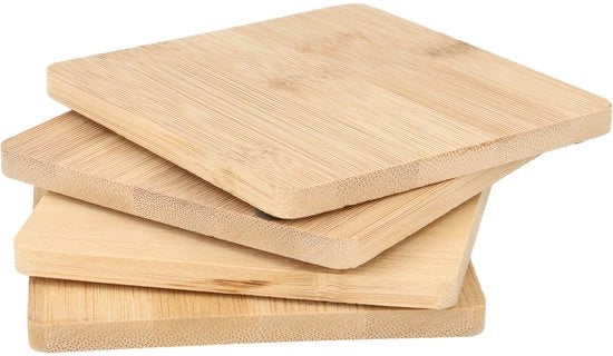 Set di 4 sottopiani in bambù | Sottopiani per bicchieri | Sottopiani per bicchieri e tazze | Sottopiani da regalo in bambù (4 sottopiani in bambù)