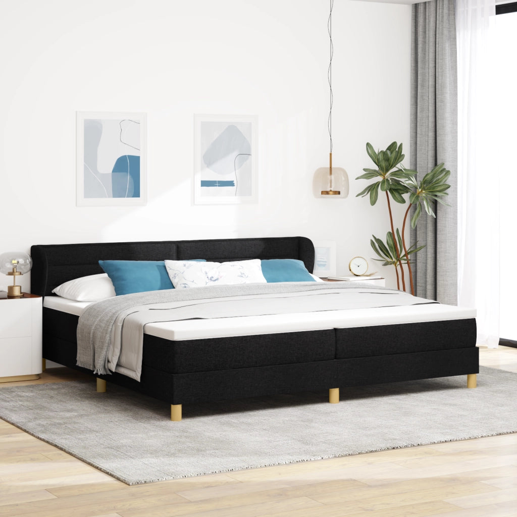 Letto Box Spring con Materasso Nero 200x200 cm Tessuto