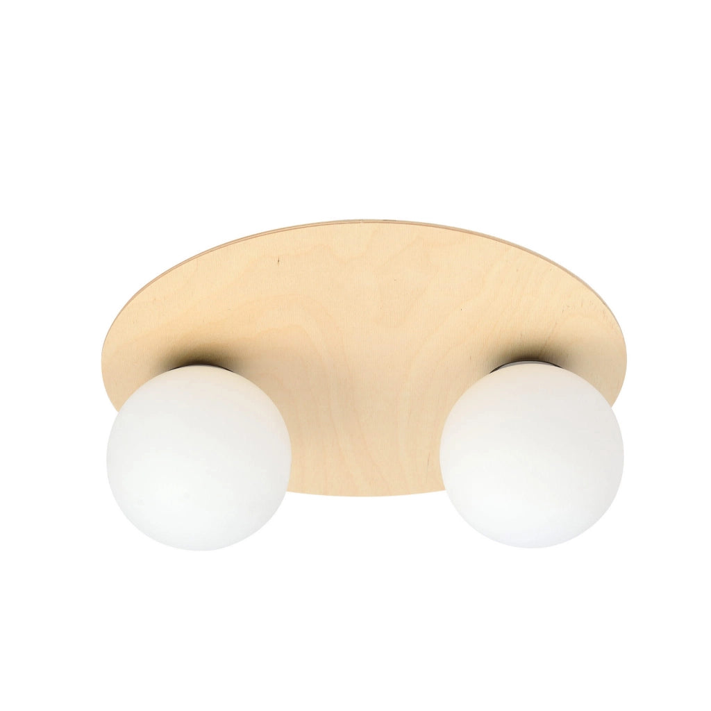 Plafoniera Emibig Kenzo 2 luci E14 legno chiaro vetro