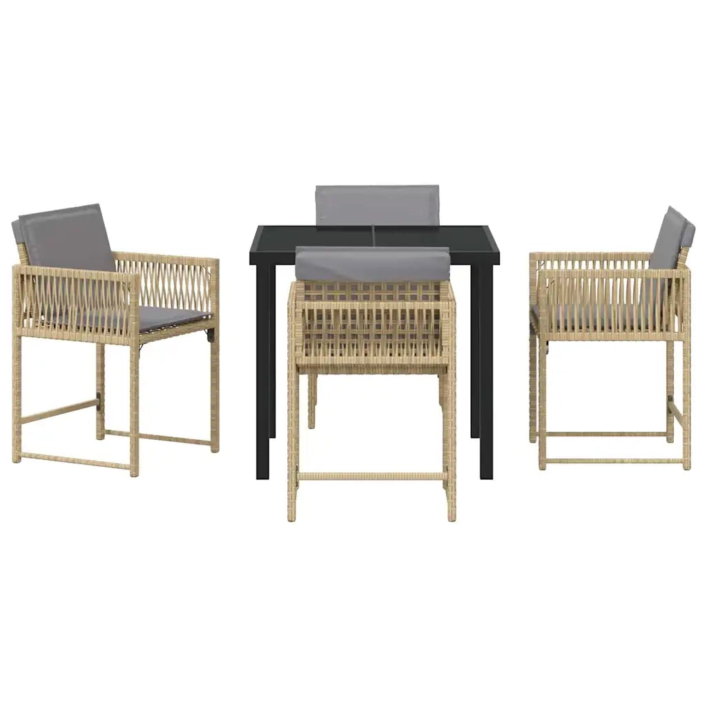 Set da Pranzo per Giardino 5 pcs Beige polyrattan 3380765