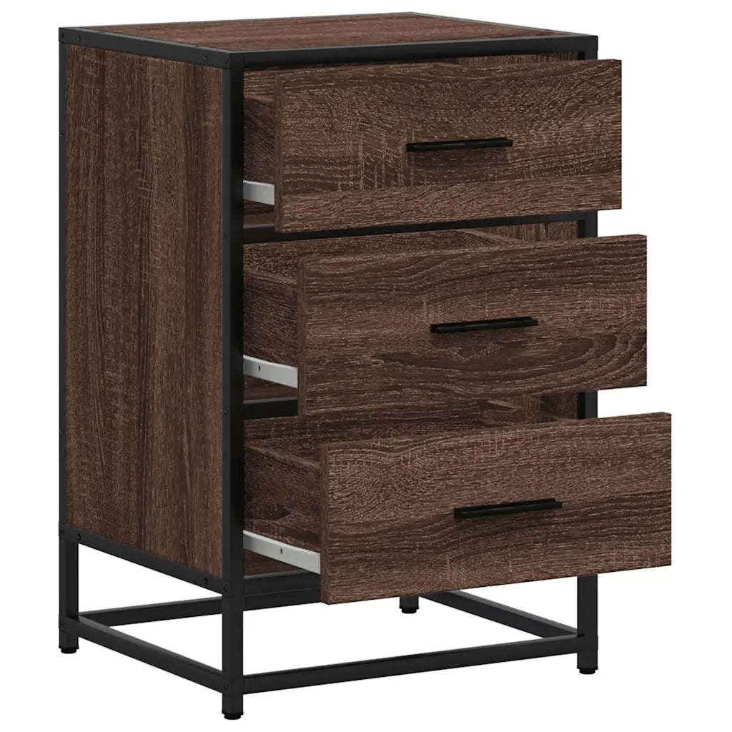Comodino Rovere Marrone 40x34,5x60cm Legno Multistrato Metallo 848723