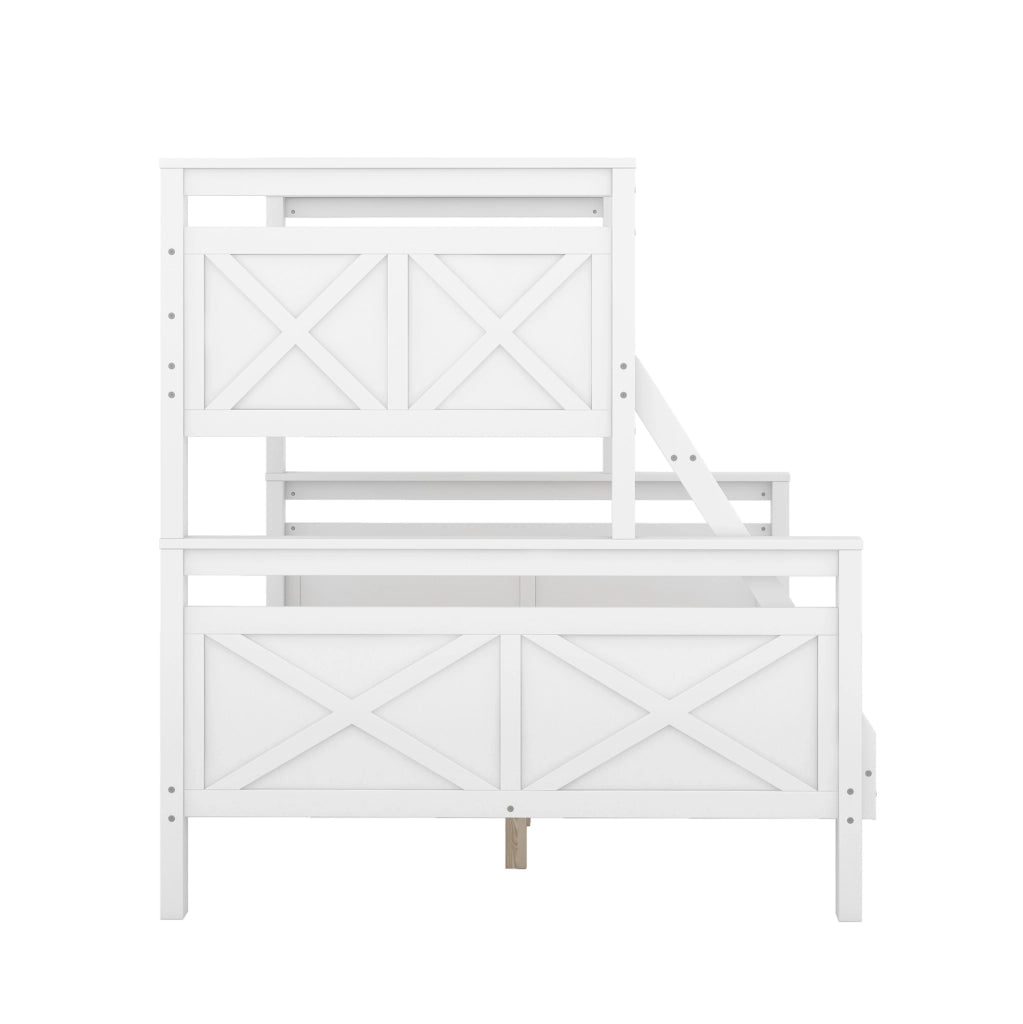 Letto a castello 90/140x200 cm bianco in pino e MDF, trasformabile in 2 letti