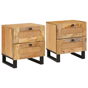 Armadio da Notte con cassetto 2 pcs Naturale 40 x 33 x 46 cm