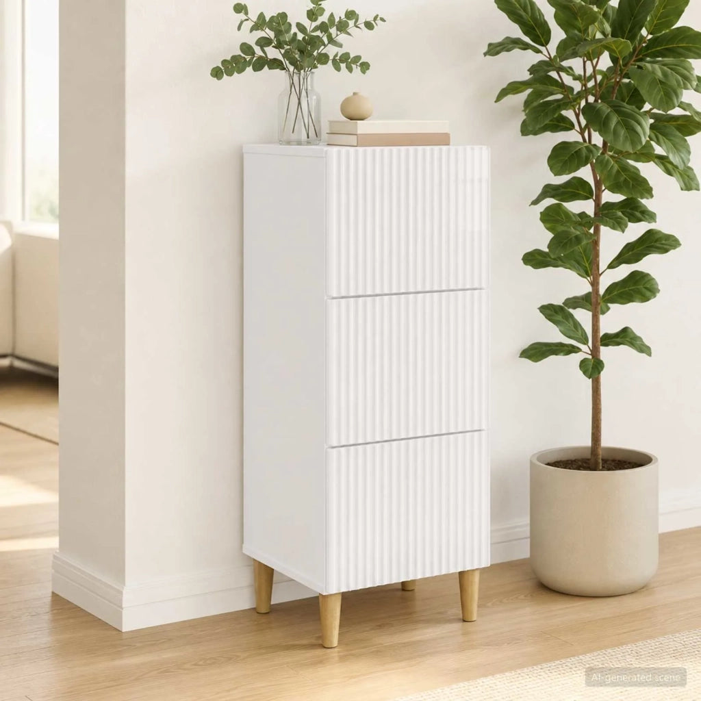Mobile con Cassetti Bianco Lucido 33 x 34,5 x 90 cm 894619