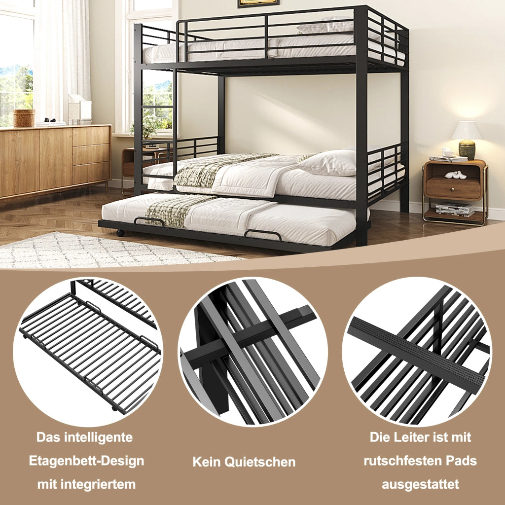 letto a castello metallo nero 140 x 200 cm