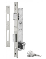 Serratura da incasso con cilindro per infissi in metallo, asse 21mm, L 36, piastra quadra, cilindro 30x30mm, acciaio inossidabile, 3 chiavi - THIRARD