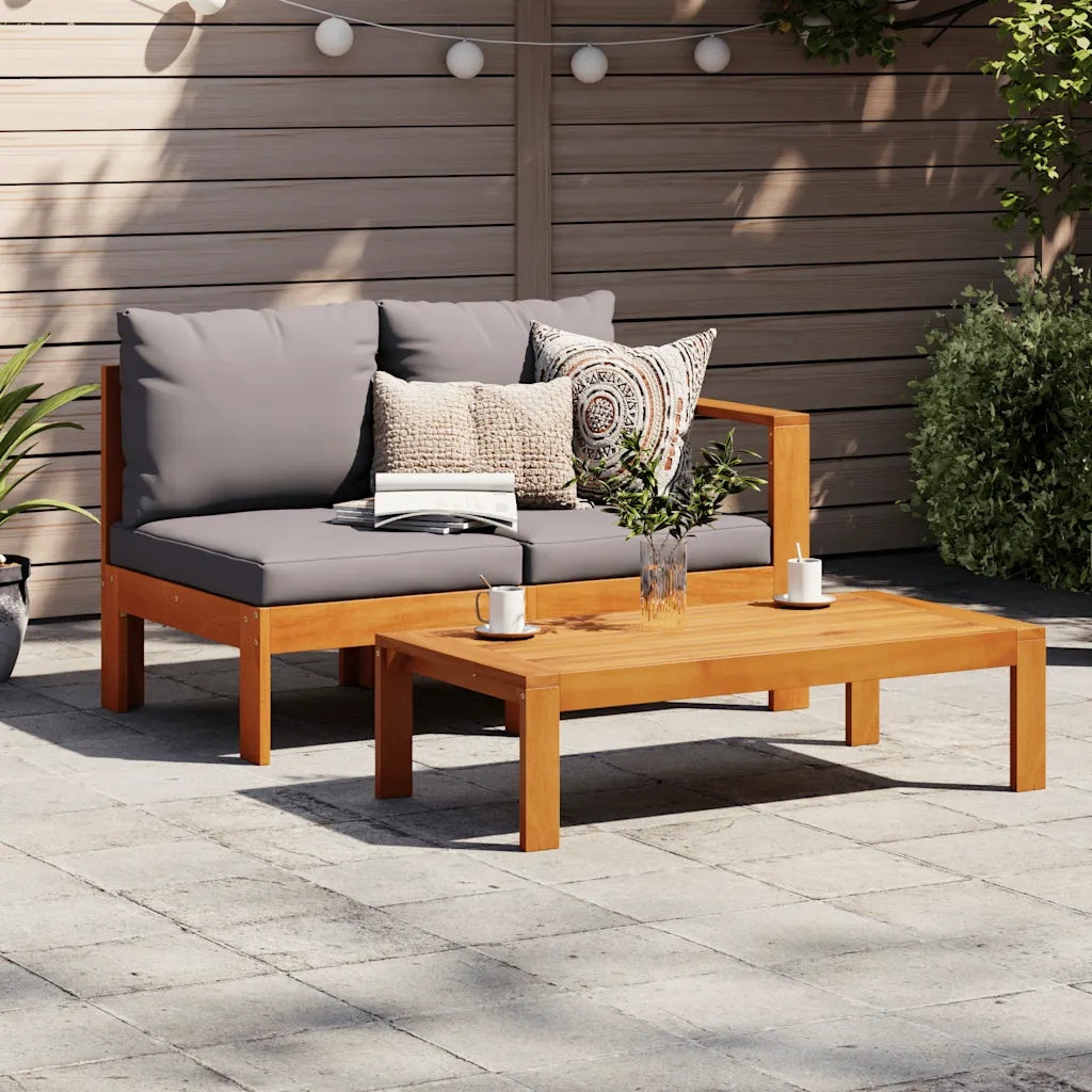Divano Giardino con 1 Bracciolo 2 Posti-Sofa da Giardino-Divanetto da esterno Legno Massello Acacia