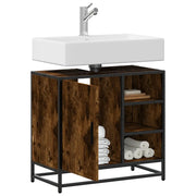Armadietto Bagno Rovere Fumo 65x33x60 cm in Legno Multistrato 849286
