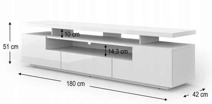 ARMADIO TV EVA 180 BIANCO OPACO BIANCO LUCIDO LED