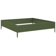 Fioriera | Cassetta per fiori | Vaso Rialzata Giardino Verde Oliva 100x100x26 cm Acciaio