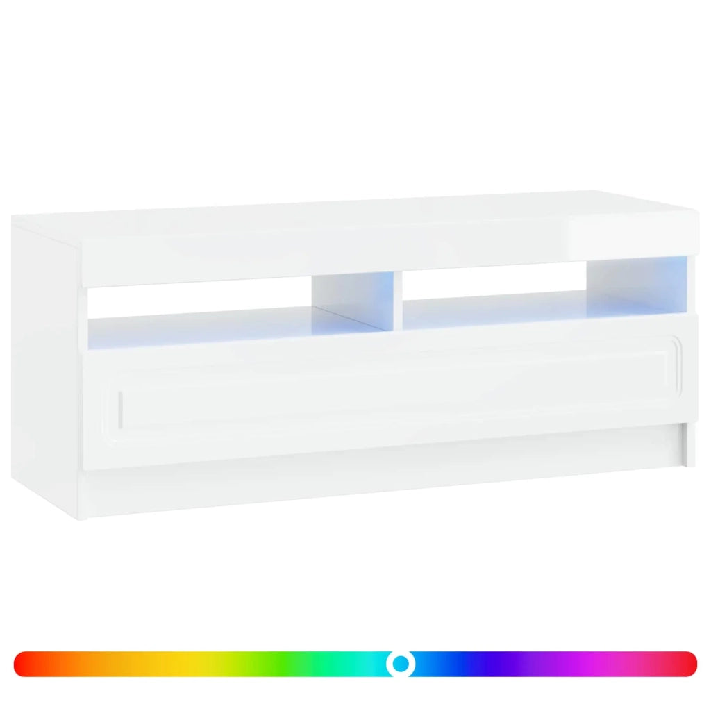 Mobile TV LED Bianco Lucido Legno ingegnerizzato 897869