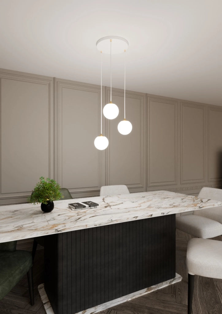 Lampadario Emibig Royal 3 bianco oro 3xE14 vetro 40cm