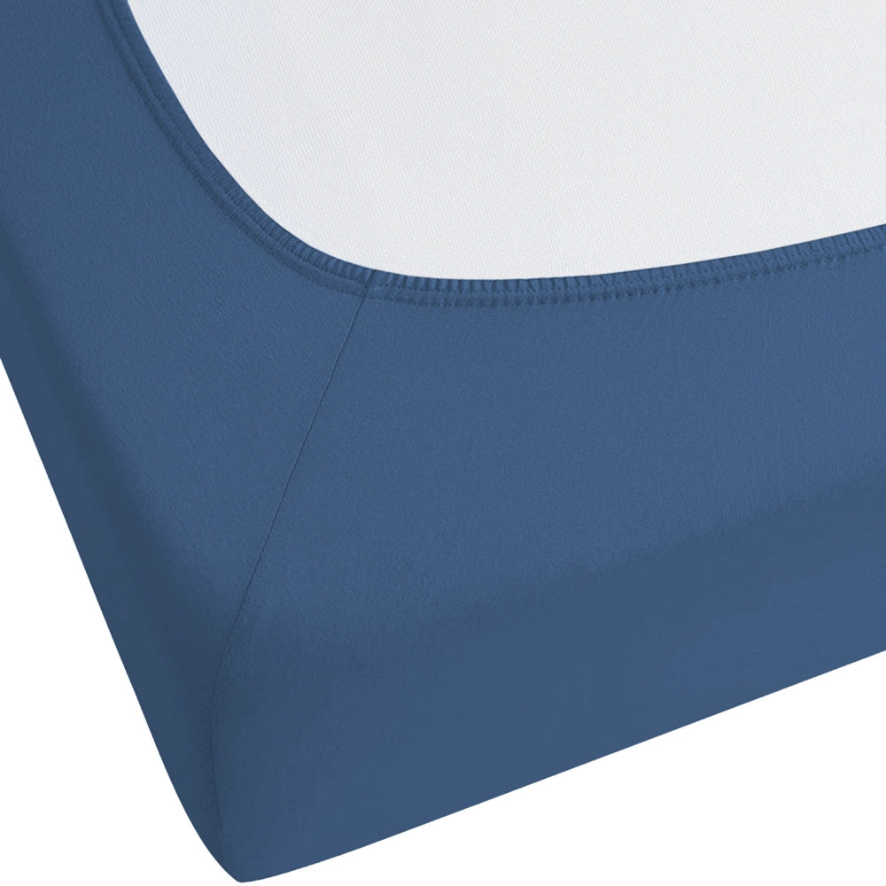 Lenzuolo con angoli cotone blu marino 140 x 200 cm con bordi elastici modello classico a tinta unita camera da letto classica