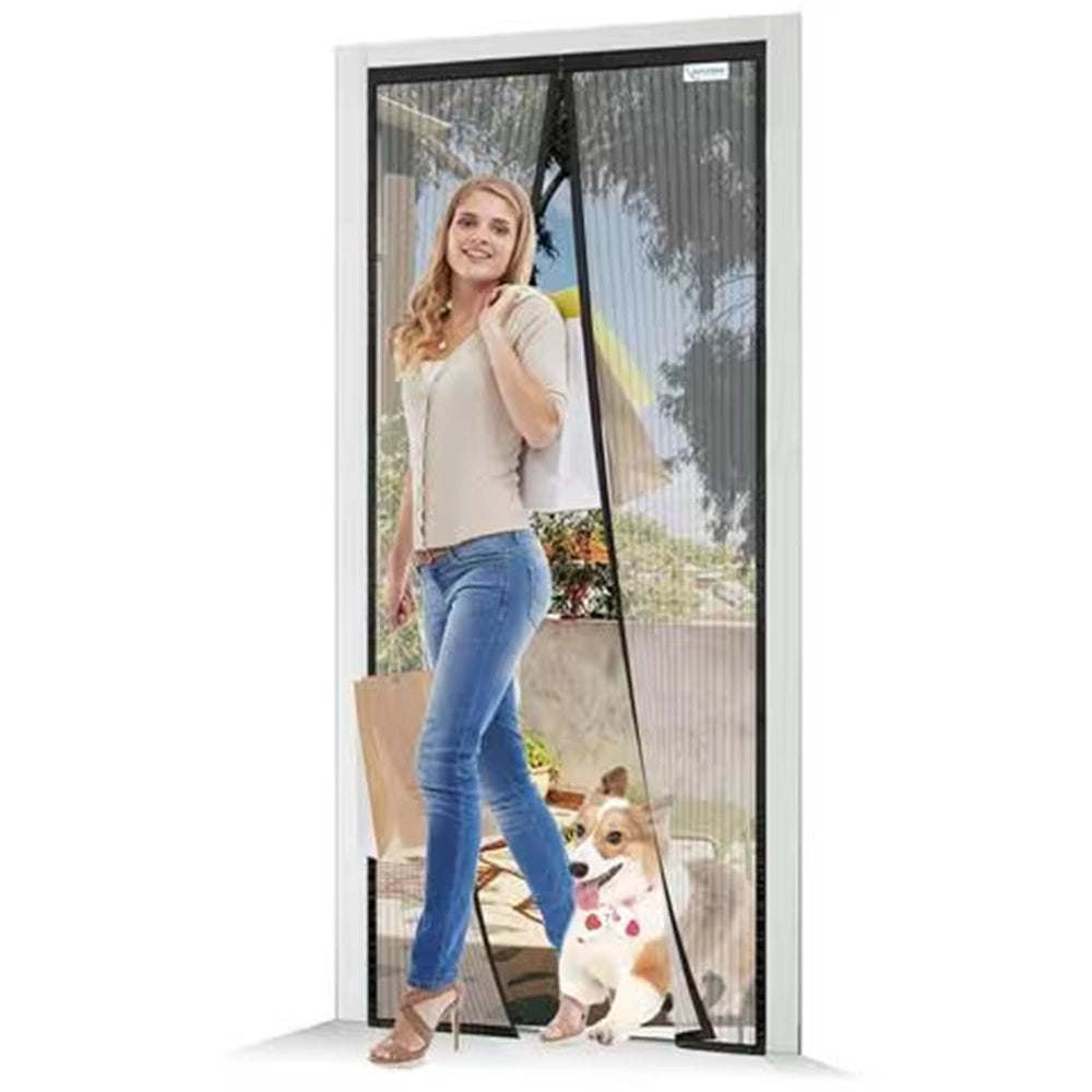 Trade Shop - Zanzariera Universale 120x230 Cm Nera Chiusura Automatica Magnetica Porte Finestre 622139 -