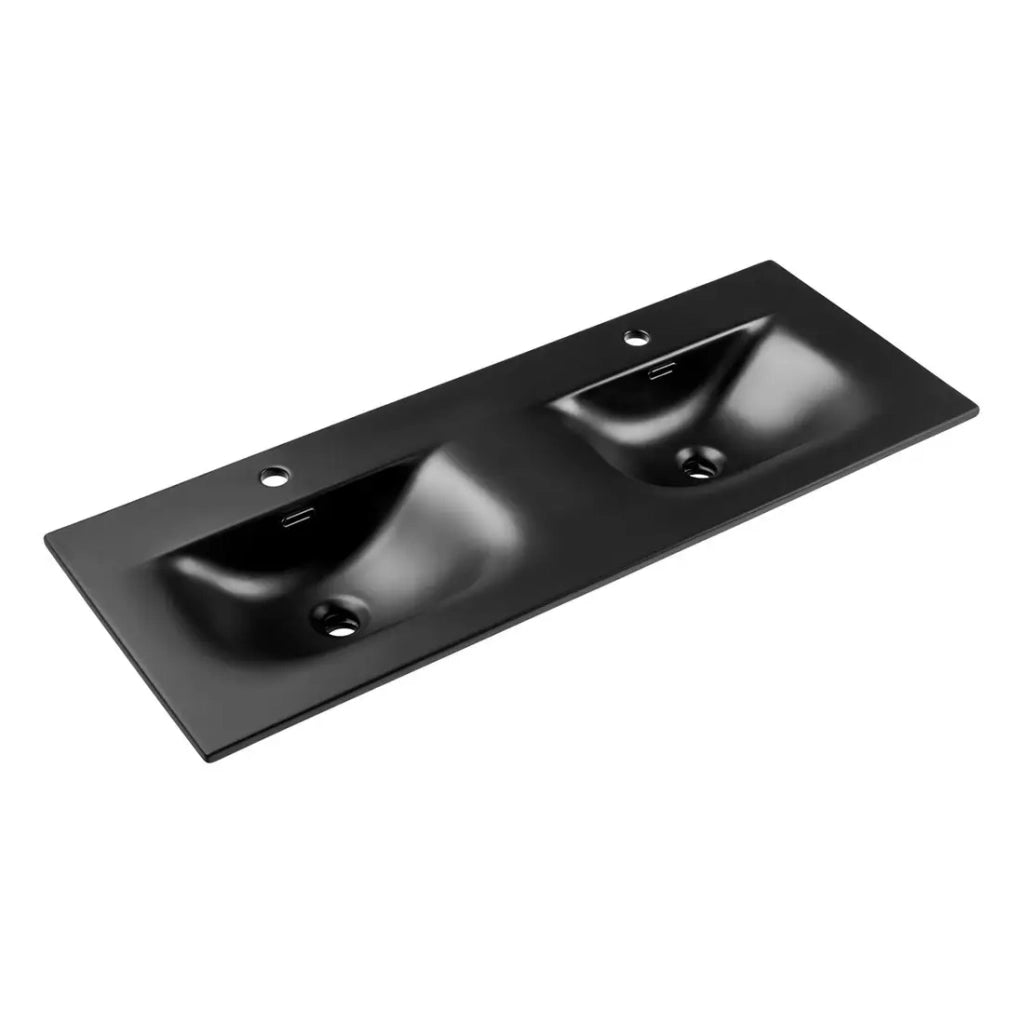 Lavabo da incasso VELOA 120 cm doppio lavabo in ceramica nero opaco design