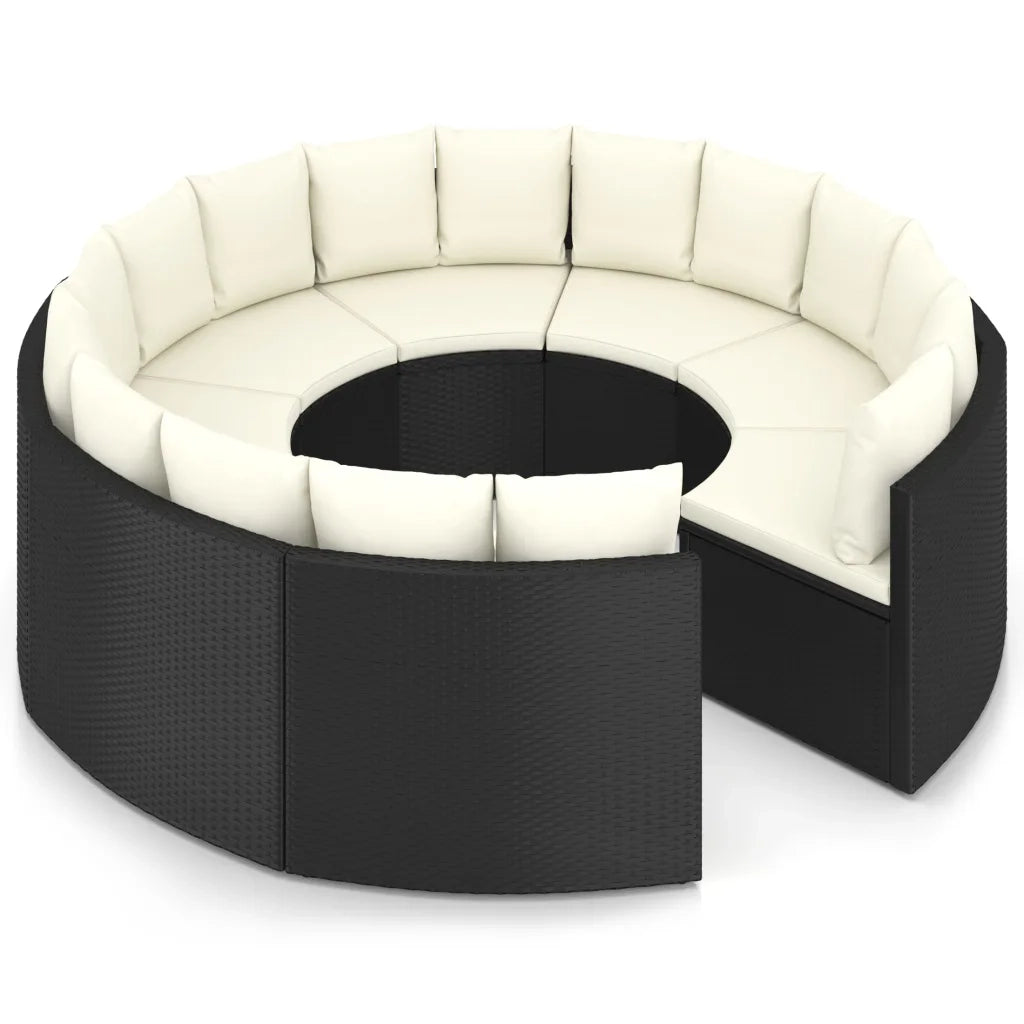 Set Divani da Giardino 8 pz con Cuscini in Polyrattan Nero 3064902