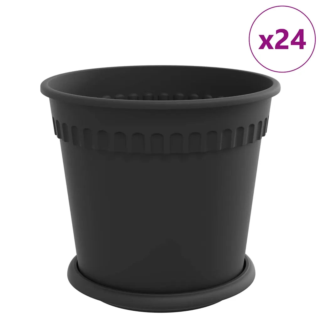 Fioriere | Cassetta per fiori | Vasi per Piante 24 pz Nero ? 19 x 16 cm Plastica